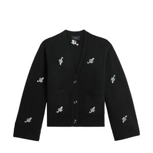 Axel Arigato Black Cardigan with White Signature Embroidery